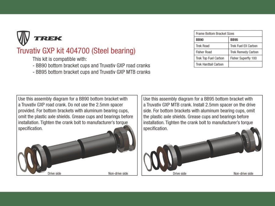 Udstyr Trek Transmission | Trek Integrated Bb90/95 Fsa Bearing Kit Grey