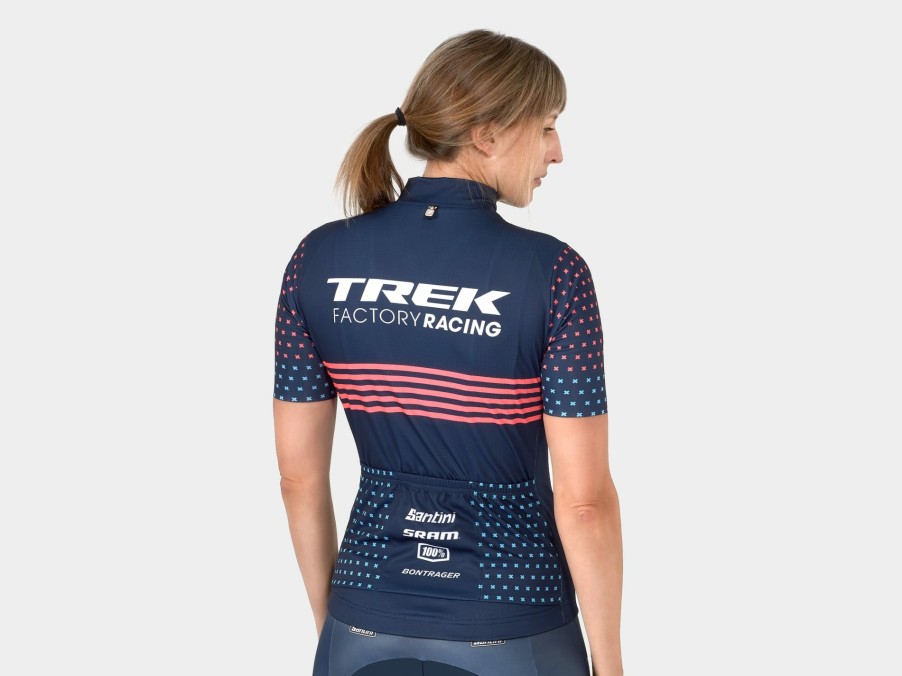 Beklædning Trek Teamudstyr | Santini Trek Factory Racing Cx Team Replica-Cykeltroje Kvinder Dark Blue/Radioactive Coral