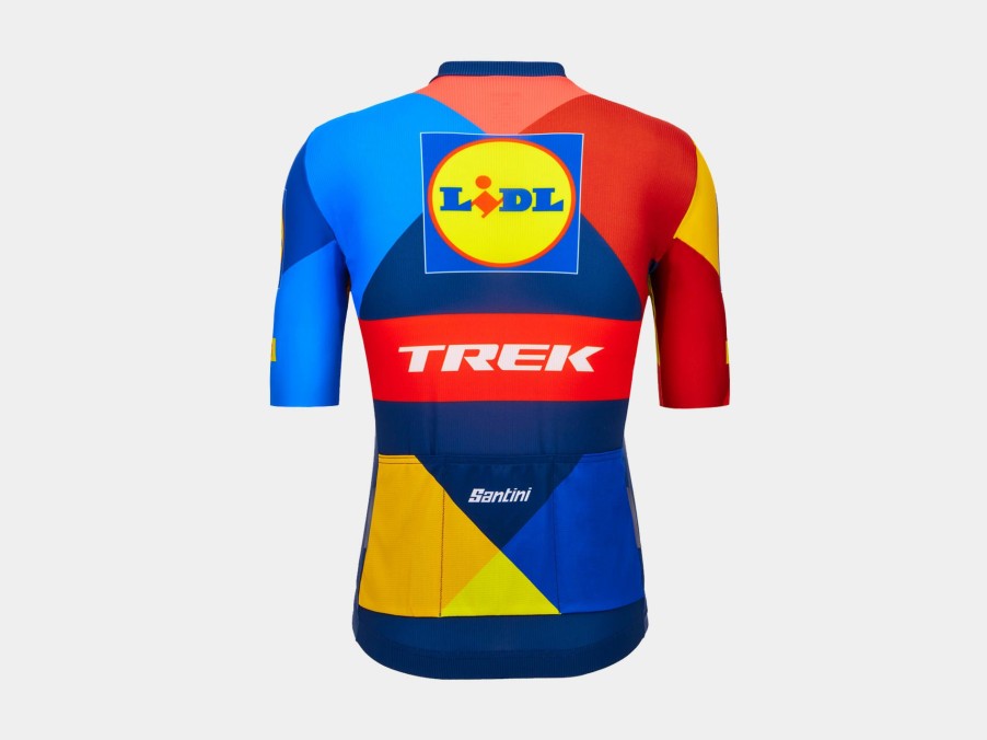 Beklædning Trek Teamudstyr | Santini Lidl-Trek Replica Race-Cykeltroje Dark Blue/Yellow