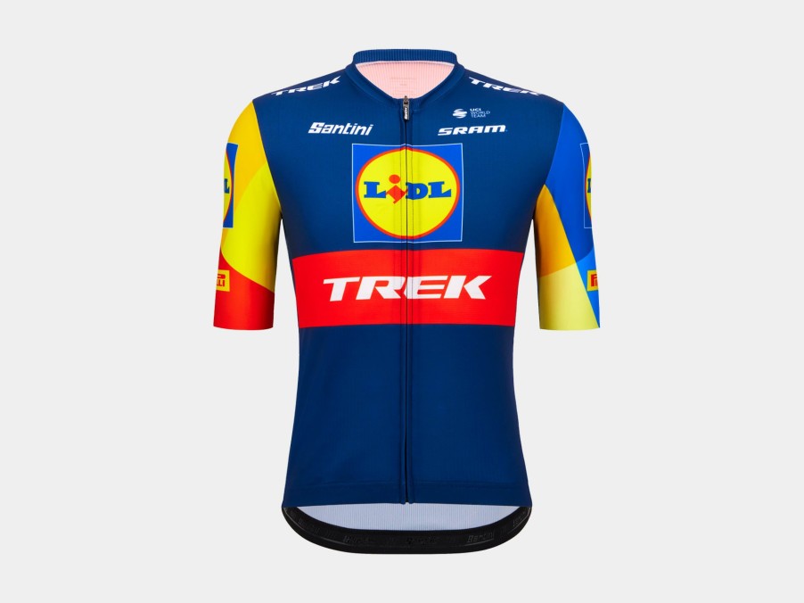 Beklædning Trek Teamudstyr | Santini Lidl-Trek Replica Race-Cykeltroje Dark Blue/Yellow