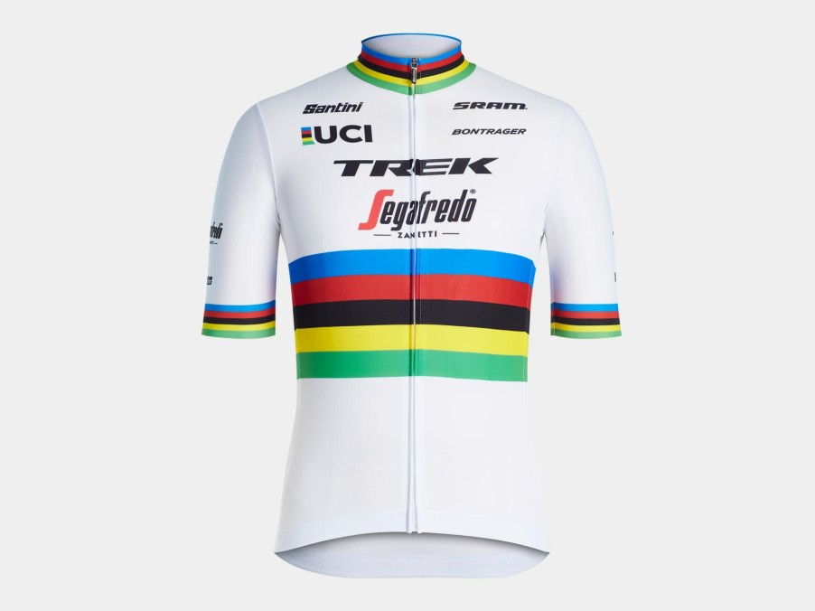 Beklædning Trek Teamudstyr | Santini Trek-Segafredo Replica Vm-Cykeltroje White/Yellow