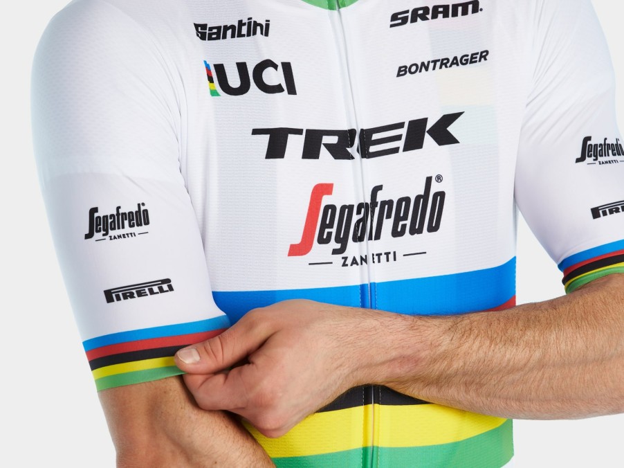 Beklædning Trek Teamudstyr | Santini Trek-Segafredo Replica Vm-Cykeltroje White/Yellow