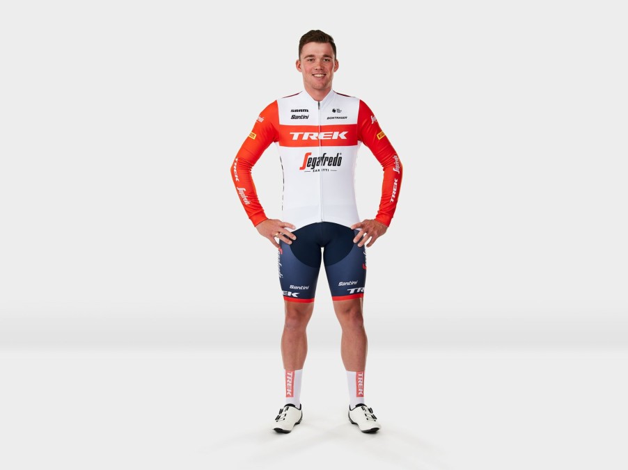 Beklædning Trek Teamudstyr | Santini Trek-Segafredo Team Replica Ls Thermal Race-Cykeltroje Til Maend White/Red