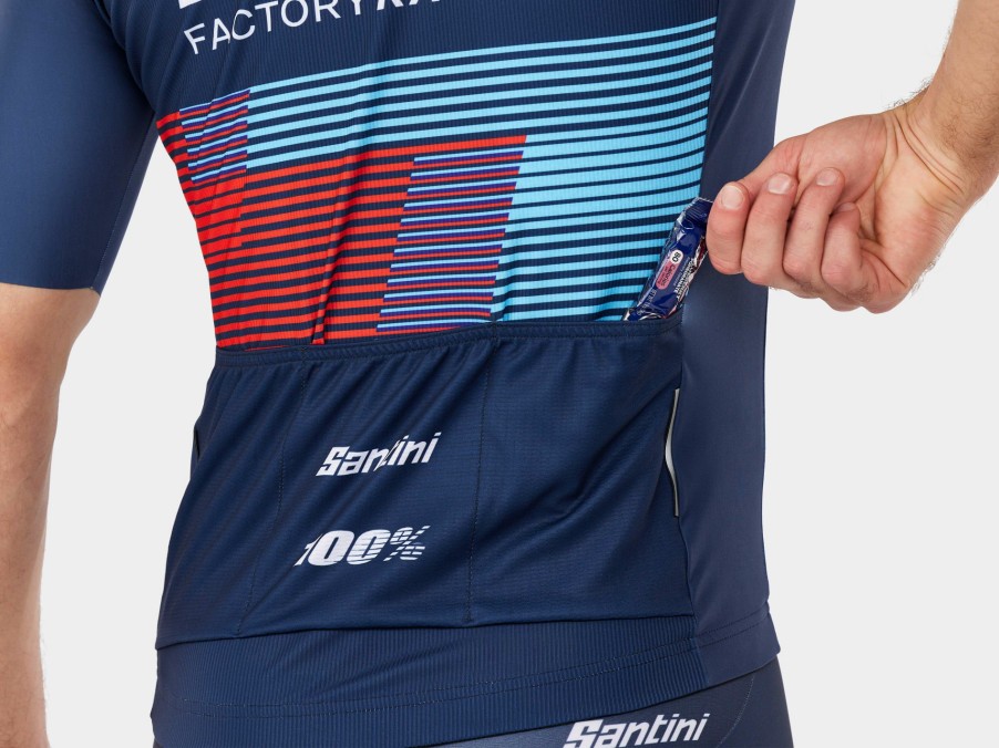 Beklædning Trek Teamudstyr | Santini Trek Factory Racing Xc Team Replica-Cykeltroje Herremodel Dark Blue